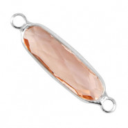 Crystal glas tussenstuk langwerpig ovaal 29mm Pink-silver